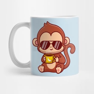 Cute Cool Monkey Drink Coffee Cartoon Mug